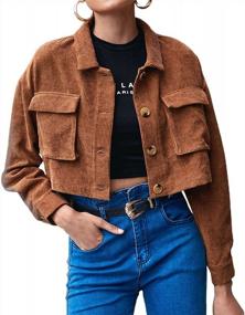 img 4 attached to Винтажная женская вельветовая куртка 70-х: кардиган на пуговицах с длинным рукавом, воротник с лацканами и стиль Y2K - Perfect Streetwear Coat
