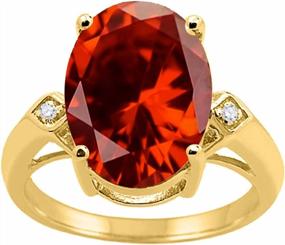 img 4 attached to 10K Yellow Gold Garnet And Diamond Ring For Women - 5.75 Carat Prong Set By MauliJewels