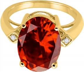img 3 attached to 10K Yellow Gold Garnet And Diamond Ring For Women - 5.75 Carat Prong Set By MauliJewels
