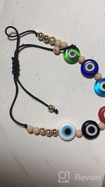 img 1 attached to 🔮 Vibrant Evil Eye Beaded Bracelet: Handmade Rainbow Resin Eyes | Turkish Amulet Jewelry for Good Luck | Adjustable Braided String Bracelet review by Dominique Robinson