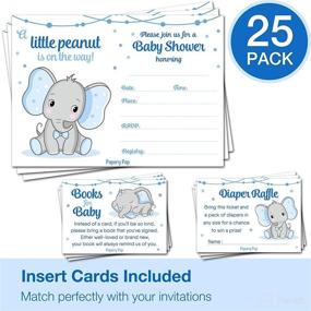 img 3 attached to 🐘 Affordable Set of 25 Baby Shower Invitations for Boys with Envelopes, Diaper Raffle Tickets, and Book Request Cards - Elephant Themed