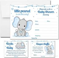 🐘 affordable set of 25 baby shower invitations for boys with envelopes, diaper raffle tickets, and book request cards - elephant themed logo