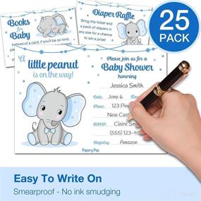 img 1 attached to 🐘 Affordable Set of 25 Baby Shower Invitations for Boys with Envelopes, Diaper Raffle Tickets, and Book Request Cards - Elephant Themed