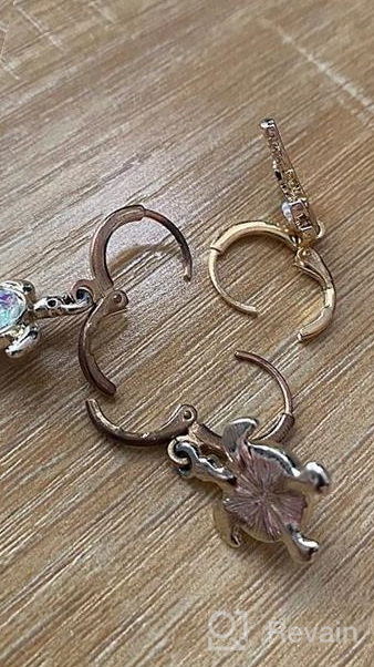 img 1 attached to Hypoallergenic Acrylic Dangle Hoop Earrings: Adorable Fox, Flower, Flag, and More Designs for Women and Little Girls review by Amanda Davis