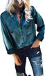 women v-neck satin blouse button down long sleeve casual loose fit work office tops logo