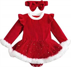 img 4 attached to Adorable Toddler Girl Christmas Dress With Festive Tulle Tutu Skirt And Long Sleeves For A Princess Holiday Look