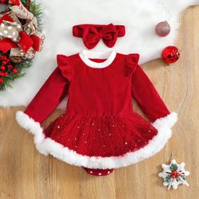 img 3 attached to Adorable Toddler Girl Christmas Dress With Festive Tulle Tutu Skirt And Long Sleeves For A Princess Holiday Look
