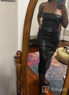 картинка 1 прикреплена к отзыву XLLAIS Women'S Sexy Strapless Tube Top Midi Dress: Off Shoulder Bodycon Party Faux Leather Look! от Michael Boonme