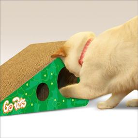 img 1 attached to 🐱 GoPets Premium Cat Scratcher: Reversible Wedge Shaped Cardboard with Extended Durability, Includes Bonus Catnip and Ergonomic Design for Optimal Scratching Experience