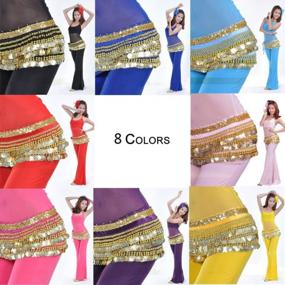 img 1 attached to Shimmer And Shake In Style: MUNAFIE Women'S Belly Dance Coin Belt Hip Scarf