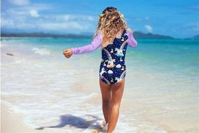 img 2 attached to uideazone Girls Long Sleeve One Piece Swimsuit with Zipper, UPF 50+ Rashguard Swimwear for Ages 1-6