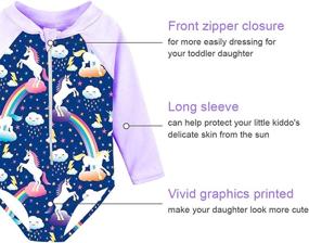img 3 attached to uideazone Girls Long Sleeve One Piece Swimsuit with Zipper, UPF 50+ Rashguard Swimwear for Ages 1-6