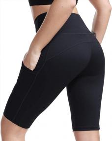 img 3 attached to Women’S High Waisted Yoga Shorts With Tummy Control For Workouts, Running And Biking