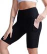 women’s high waisted yoga shorts with tummy control for workouts, running and biking logo
