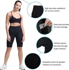 img 2 attached to Women’S High Waisted Yoga Shorts With Tummy Control For Workouts, Running And Biking