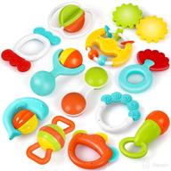👶 jemshe baby rattles teething toys - 12pcs set, early educational grasping grab for 0-3-6-8-12 months infants, sensory teether toys - perfect baby boy girl gifts logo