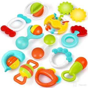 img 4 attached to 👶 JEMSHE Baby Rattles Teething Toys - 12pcs Set, Early Educational Grasping Grab for 0-3-6-8-12 Months Infants, Sensory Teether Toys - Perfect Baby Boy Girl Gifts