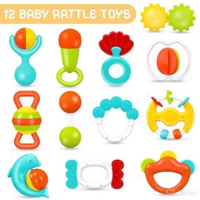 img 3 attached to 👶 JEMSHE Baby Rattles Teething Toys - 12pcs Set, Early Educational Grasping Grab for 0-3-6-8-12 Months Infants, Sensory Teether Toys - Perfect Baby Boy Girl Gifts