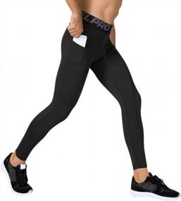 img 3 attached to мужские компрессионные штаны, тайтсы для бега, леггинсы для тренировок с карманом | Спортивные штаны для йоги Yuerlian Cool Dry, 1 или 3 шт. в упаковке