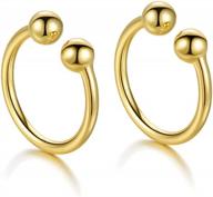 sluynz sterling silver clip-on cuff earrings for women and teens - no piercing required - cartilage earrings - c-gold logo