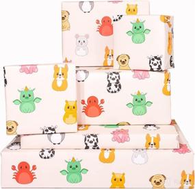 img 4 attached to 🎁 Cute Baby Animals Wrapping Paper - 6 Sheets of Colourful Gift Wrap for Kids - Puppy Penguin Cow - Girls and Boys - Children's Gift - Baby Shower - Eco-Friendly & Recyclable