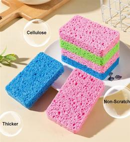 img 2 attached to 12-Pack Compressed Cellulose Sponges - Non-Scratch Natural Dish Sponge for Kitchen, 🧽 Bathroom, and Cars with Funny Cut-Outs for Kids - Ideal for DIY Activities