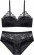 floral lace triangle bra set for women by shekini - wirefree lingerie with matching panties logo