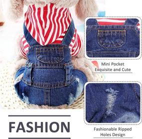 img 1 attached to 🐕 SILD Pet Denim Jumpsuit: Stylish Medium Small Dog Jeans Hoodie in Cool Blue Coat – Classic Jacket, Puppy Blue Vintage Washed Vests