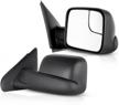 eccpp towing mirrors for dodge ram 1500/2500/3500 - black manual control, non-heated flip-up set for driver & passenger side - 2003-2008 models logo