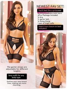 img 2 attached to Sexy 4-Piece Cutout Lingerie Set With Mesh Garters For Women - Matching Lingerie Set For Seductive Style
