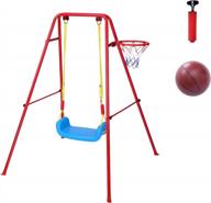 2-in-1 toddler swing set: outdoor/indoor metal swings with seat for baby & kids' gift! logo