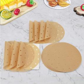 img 1 attached to Beasea Unbleached Air Fryer Paper Liners 9 Inch, 100Pcs Round Air Fryer Parchment Filter Paper Perforated Parchment Paper Bamboo Steamer Papers For Air Fryer And Steaming Basket