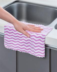 img 3 attached to 🧽 Microfiber Cleaning Cloth, 12-Pack, 10x10 Inches, for Drying, Auto Detailing, Kitchens, Bathrooms, Offices, Kitchen Towels and Dishcloths Set - Pink, Green, Blue, Purple