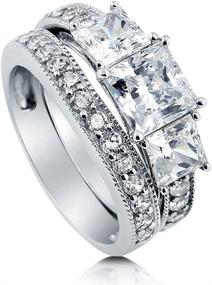 img 4 attached to 💍 BERRICLE Rhodium Sterling Zirconia Engagement Jewelry for Women, perfect for Weddings & Engagements