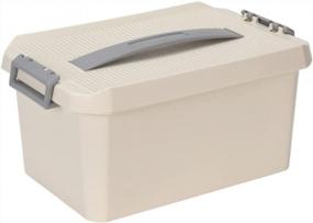 img 4 attached to Multi-Purpose Plastic Storage Box With Handle, Removable Tray, And Lockable Carry Case - Ideal For Tools, Sewing, Crafts, Art Supplies, First Aid Kit, And More - Beige Color By BangQiao