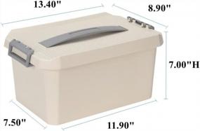 img 3 attached to Multi-Purpose Plastic Storage Box With Handle, Removable Tray, And Lockable Carry Case - Ideal For Tools, Sewing, Crafts, Art Supplies, First Aid Kit, And More - Beige Color By BangQiao