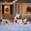 hourleey 60-light up deer family: perfect outdoor christmas decor for yard, patio, and garden party- 3-piece 2d waterproof set (24x9.7x52inch) in warm white logo