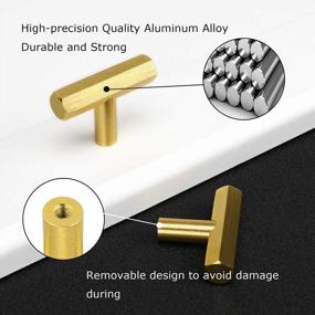 img 1 attached to Homidy 10-Pack Brushed Brass Hexagonal Cabinet Knobs For Kitchen And Bathroom- LS7058GD Gold Cabinet Hardware Stainless Steel Door Knob For Cupboards And Cabinets
