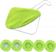 5 pack replaced microfiber cleaning clothes for xindell windshield wiper tools, car care brush cotton fitting bonnets, washable and reusable cleaning tool head pads - 5 inch diameter (green,square) logo