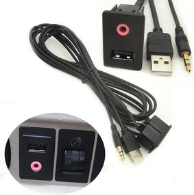 img 1 attached to 🔌 CHELINK Universal USB & 3.5mm Aux Socket Flush Mount for Car - 1.5m Cable Length