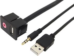 img 3 attached to 🔌 CHELINK Universal USB & 3.5mm Aux Socket Flush Mount for Car - 1.5m Cable Length