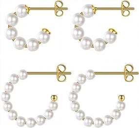 img 4 attached to Lightweight Pearl Hoop Earrings For Women - FAMARINE'S Stylish & Elegant Collection