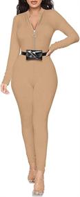 img 3 attached to LAGSHIAN Womens Casual Bodycon Jumpsuit Women's Clothing - Jumpsuits, Rompers & Overalls