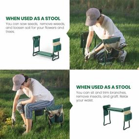 img 3 attached to COSYLAND Garden Kneeler Seat With EVA Pad, 2 Pouches & Detachable Belt - Foldable Soft Gardening Stool For Portable Gardening