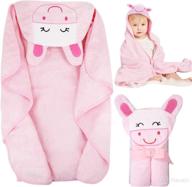 👶 pink hooded baby towel | 100% cotton | toddler bath towels with hood for girls and boys | ages 0-7t logo