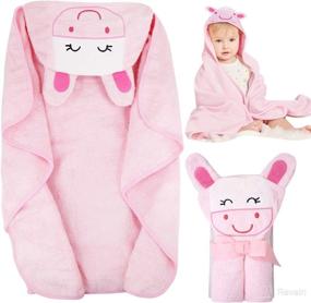 img 3 attached to 👶 Pink Hooded Baby Towel | 100% Cotton | Toddler Bath Towels with Hood for Girls and Boys | Ages 0-7T