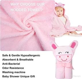 img 2 attached to 👶 Pink Hooded Baby Towel | 100% Cotton | Toddler Bath Towels with Hood for Girls and Boys | Ages 0-7T