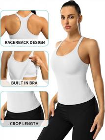 img 1 attached to ATTRACO Women'S Ribbed Workout Crop Top W/ Built-In Bra Yoga Racerback Tank Tight Fit