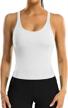 attraco women's ribbed workout crop top w/ built-in bra yoga racerback tank tight fit logo