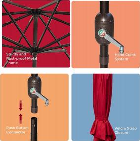 img 1 attached to ASTEROUTDOOR 11Ft Patio Market Umbrella With Push Button Tilt, Crank And 8 Sturdy Ribs For Lawn, Garden, Deck, Backyard & Pool - Red